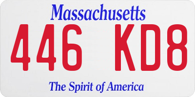MA license plate 446KD8