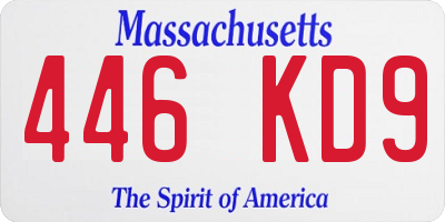 MA license plate 446KD9