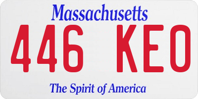 MA license plate 446KE0