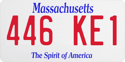 MA license plate 446KE1