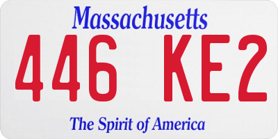 MA license plate 446KE2