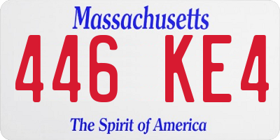 MA license plate 446KE4