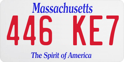 MA license plate 446KE7