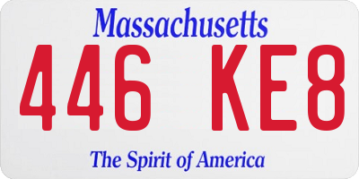 MA license plate 446KE8
