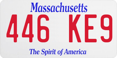 MA license plate 446KE9