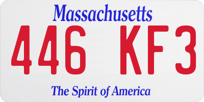MA license plate 446KF3