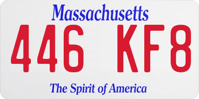 MA license plate 446KF8