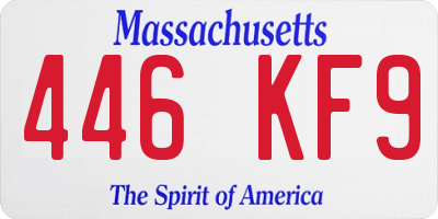 MA license plate 446KF9