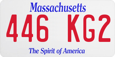 MA license plate 446KG2