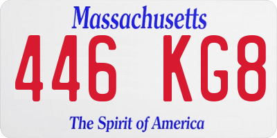 MA license plate 446KG8