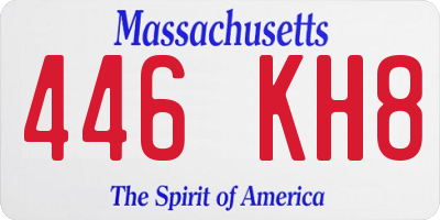 MA license plate 446KH8