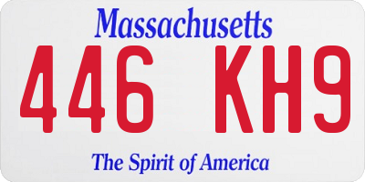 MA license plate 446KH9
