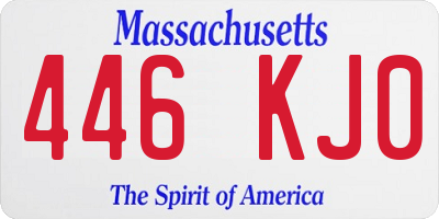MA license plate 446KJ0