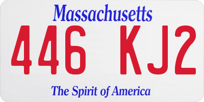 MA license plate 446KJ2