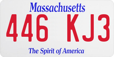 MA license plate 446KJ3