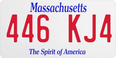 MA license plate 446KJ4