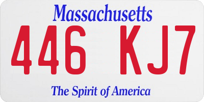 MA license plate 446KJ7
