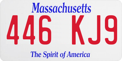 MA license plate 446KJ9