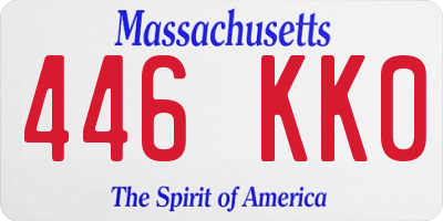 MA license plate 446KK0
