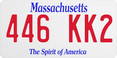 MA license plate 446KK2