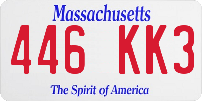 MA license plate 446KK3
