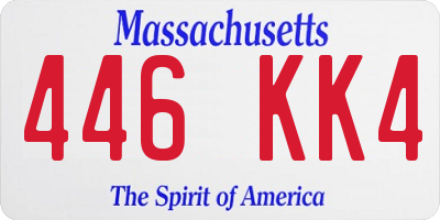 MA license plate 446KK4