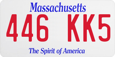 MA license plate 446KK5