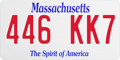 MA license plate 446KK7