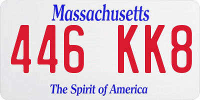 MA license plate 446KK8