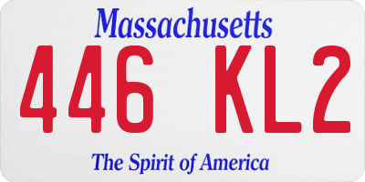 MA license plate 446KL2