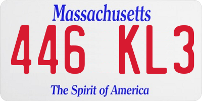 MA license plate 446KL3