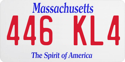 MA license plate 446KL4