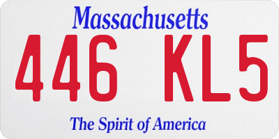 MA license plate 446KL5