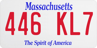 MA license plate 446KL7
