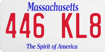 MA license plate 446KL8