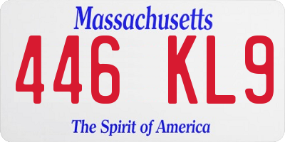 MA license plate 446KL9