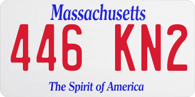 MA license plate 446KN2