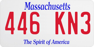 MA license plate 446KN3