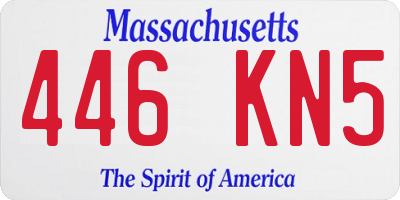 MA license plate 446KN5