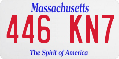 MA license plate 446KN7