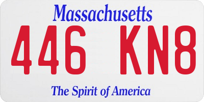 MA license plate 446KN8