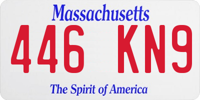 MA license plate 446KN9