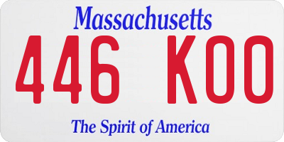 MA license plate 446KO0