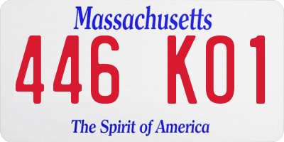 MA license plate 446KO1
