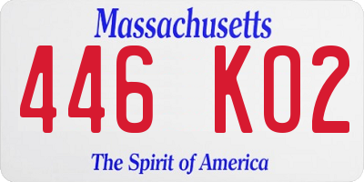 MA license plate 446KO2