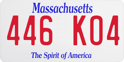 MA license plate 446KO4