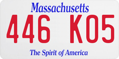 MA license plate 446KO5