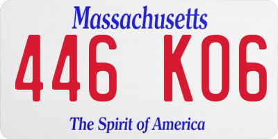 MA license plate 446KO6