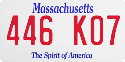 MA license plate 446KO7