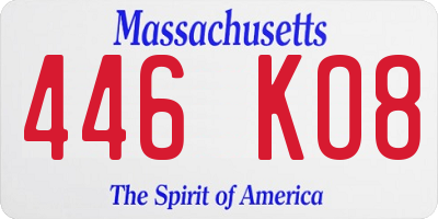 MA license plate 446KO8